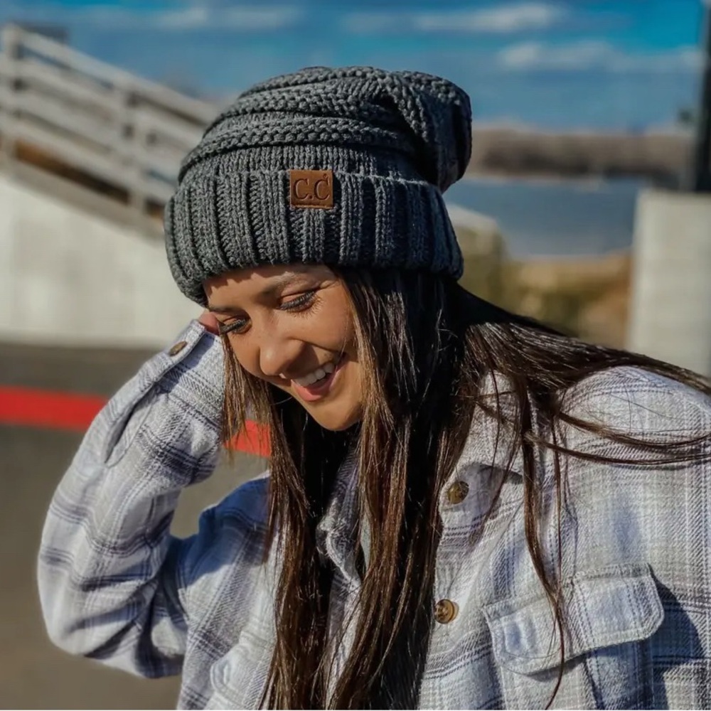 New C.C. slouchy gray beanie